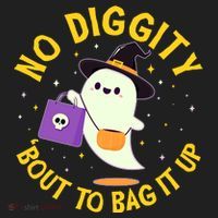 Halloween Ghost No Diggity Bout To Bag It Up Golf Towel thumb 3