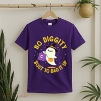 Halloween Ghost No Diggity Bout To Bag It Up T-Shirt thumb 2