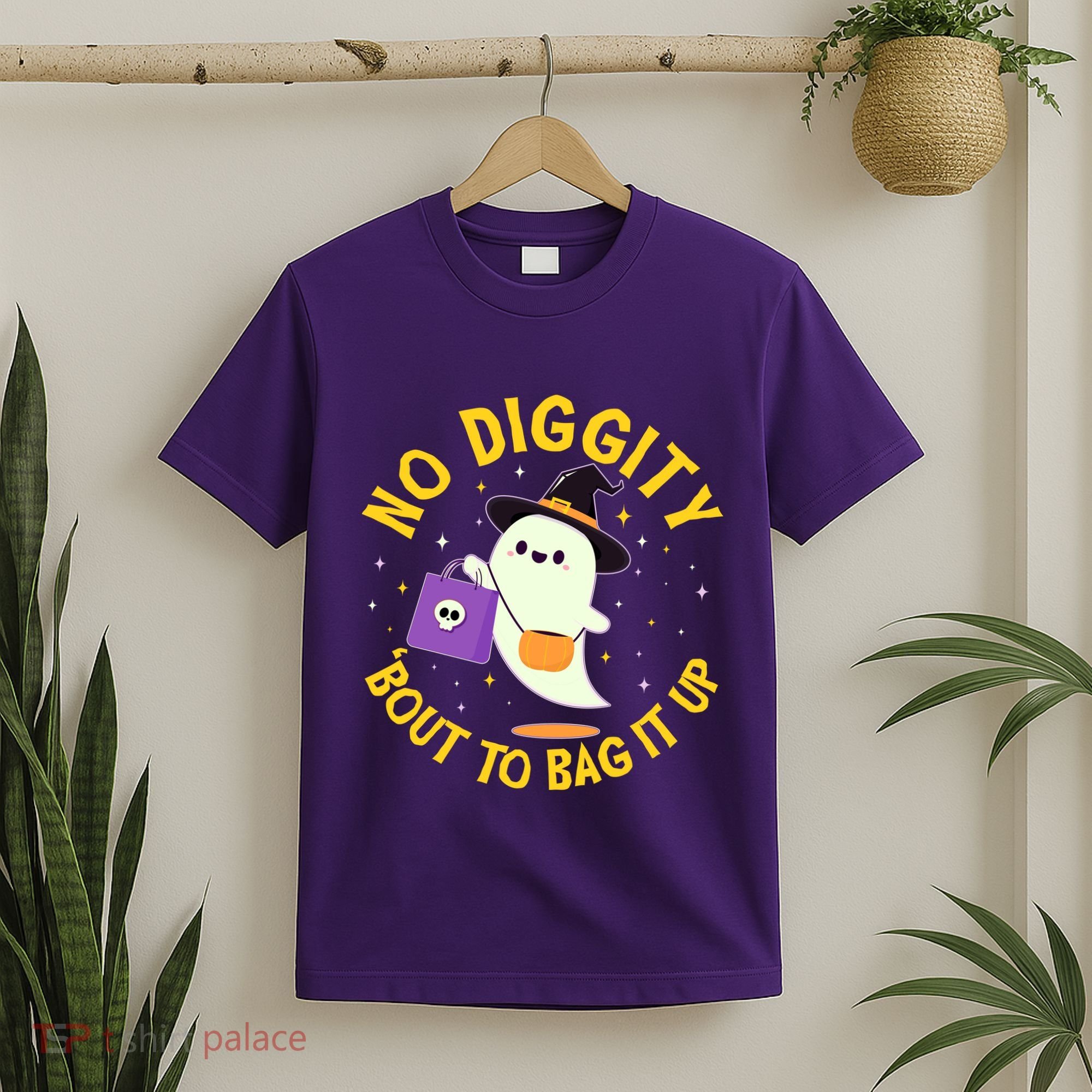 Halloween Ghost No Diggity Bout To Bag It Up T-Shirt