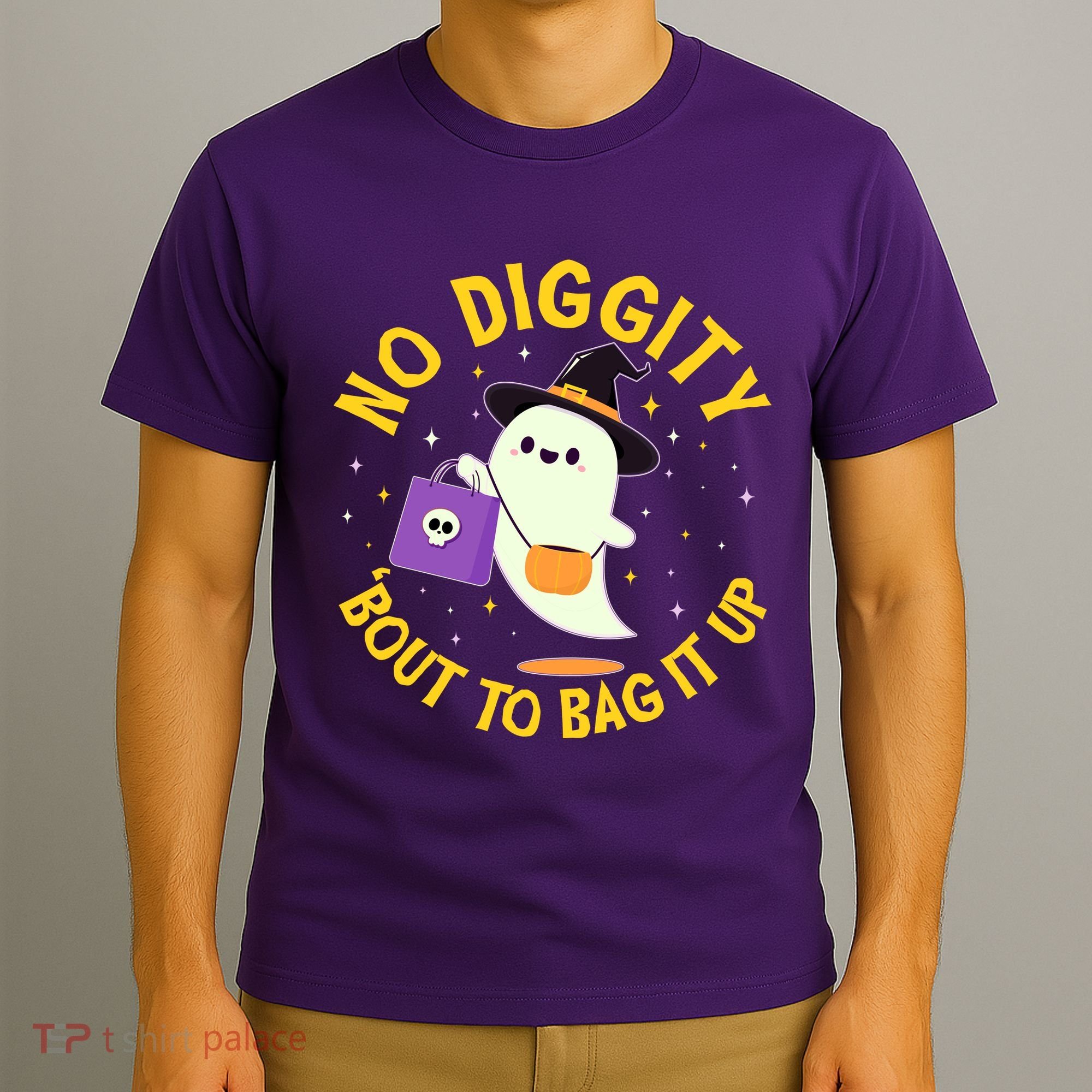 Halloween Ghost No Diggity Bout To Bag It Up T-Shirt