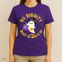 Halloween Ghost No Diggity Bout To Bag It Up T-Shirt thumb 4