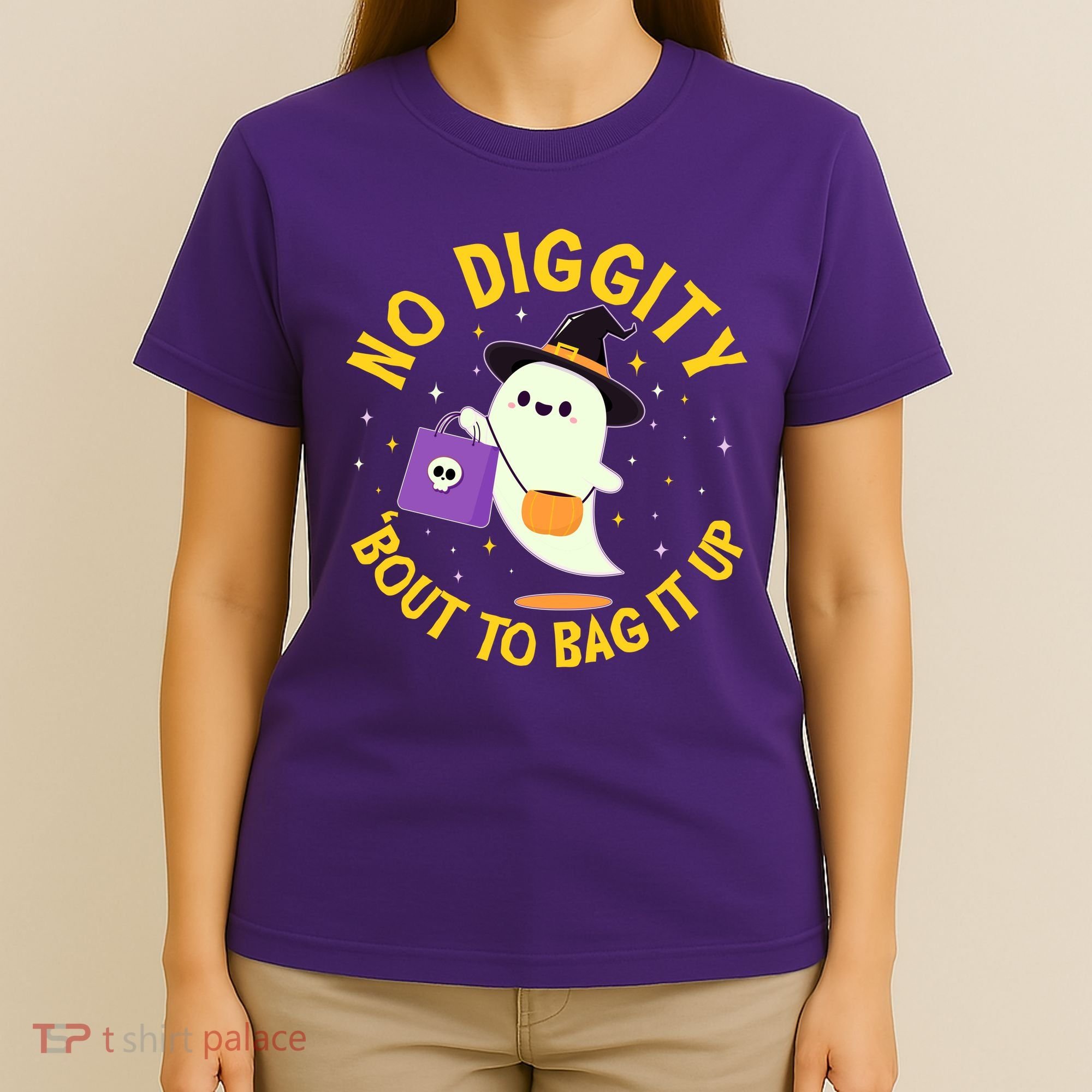 Halloween Ghost No Diggity Bout To Bag It Up T-Shirt