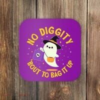 Halloween Ghost No Diggity Bout To Bag It Up Coaster thumb 0
