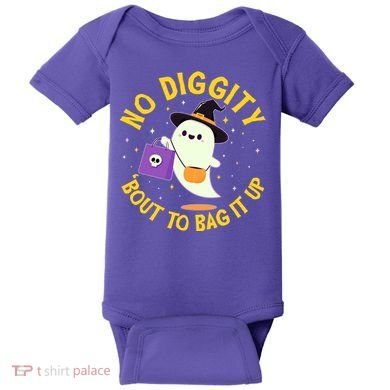 Halloween Ghost No Diggity Bout To Bag It Up Baby Bodysuit