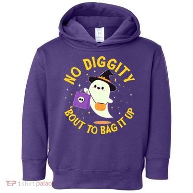 Halloween Ghost No Diggity Bout To Bag It Up Toddler Hoodie