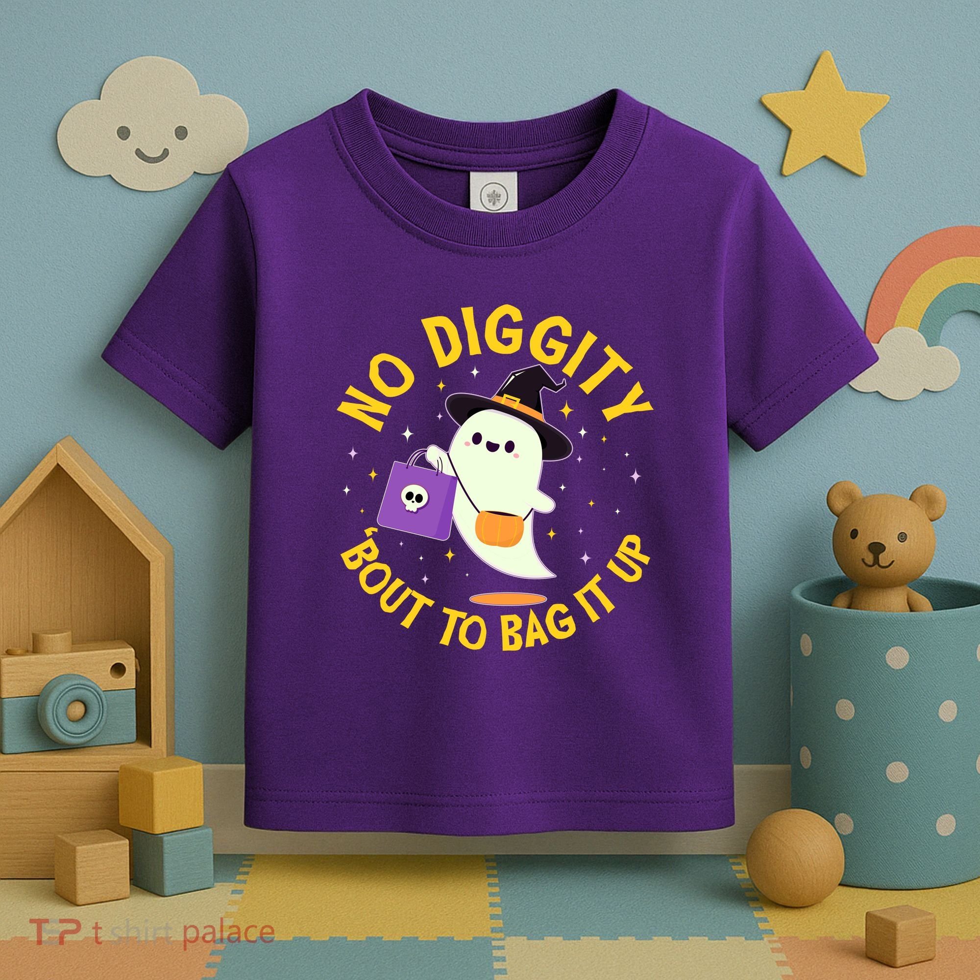 Halloween Ghost No Diggity Bout To Bag It Up Toddler T-Shirt