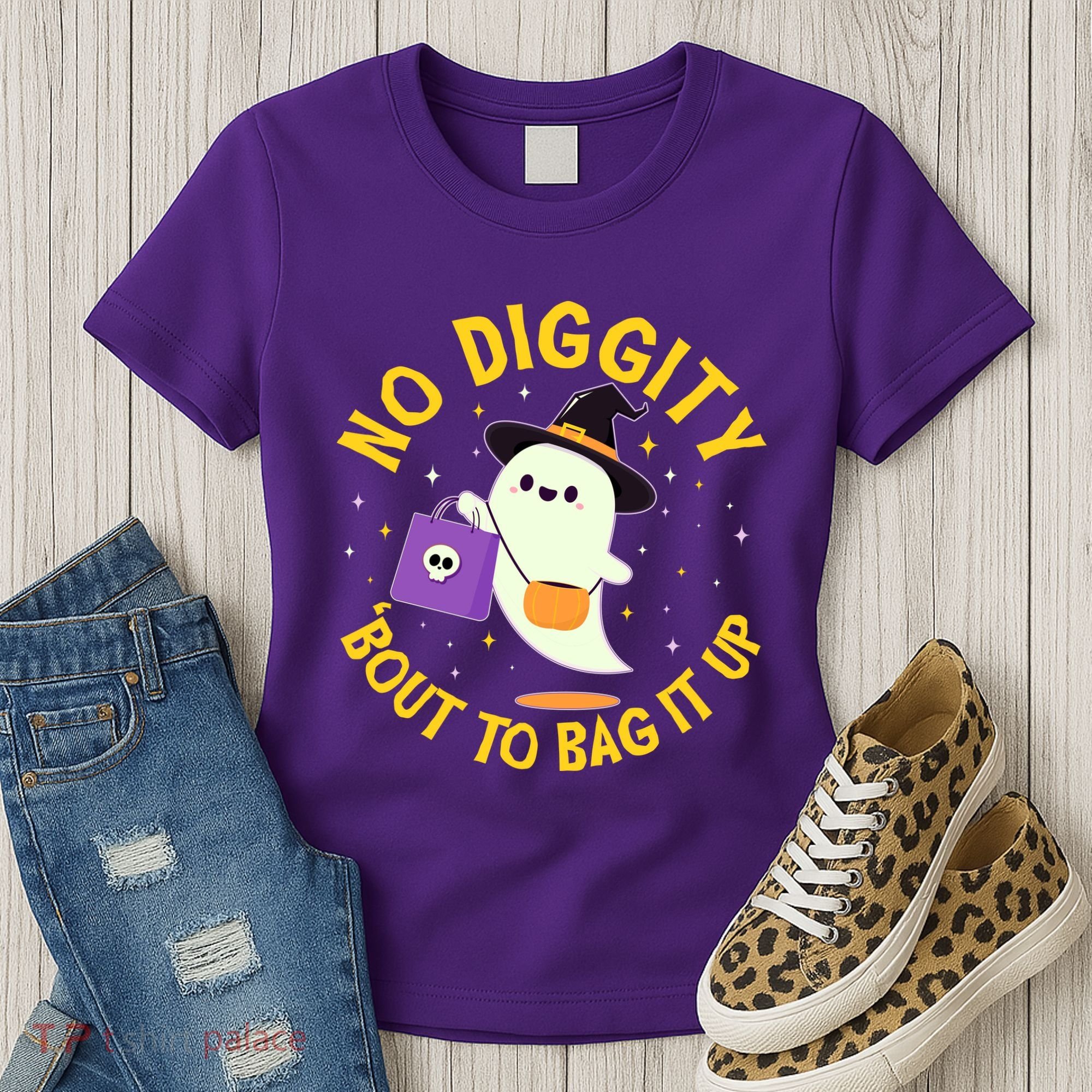 Halloween Ghost No Diggity Bout To Bag It Up Women's T-Shirt