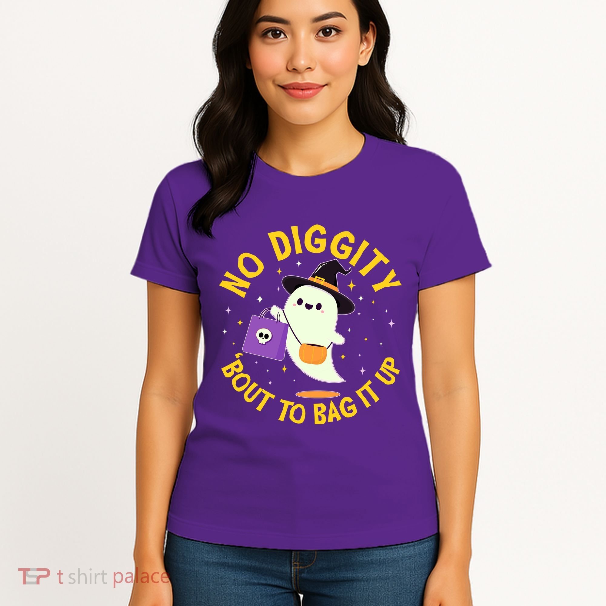 Halloween Ghost No Diggity Bout To Bag It Up Women's T-Shirt