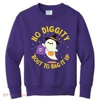 Halloween Ghost No Diggity Bout To Bag It Up Kids Sweatshirt thumb 0