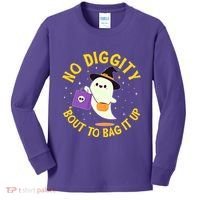 Halloween Ghost No Diggity Bout To Bag It Up Kids Long Sleeve Shirt thumb 0