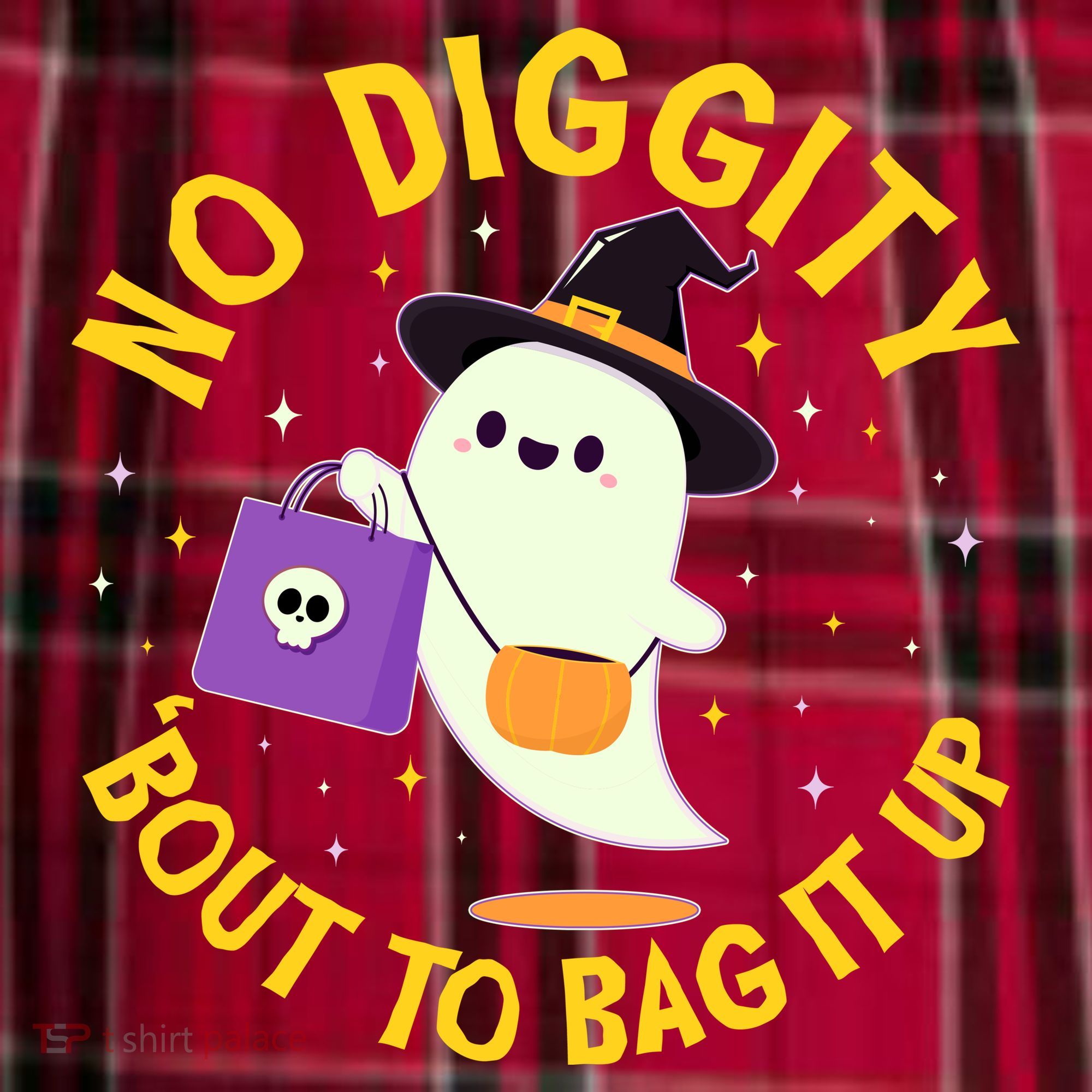 Halloween Ghost No Diggity Bout To Bag It Up Men's Flannel Plaid Pajama Pants
