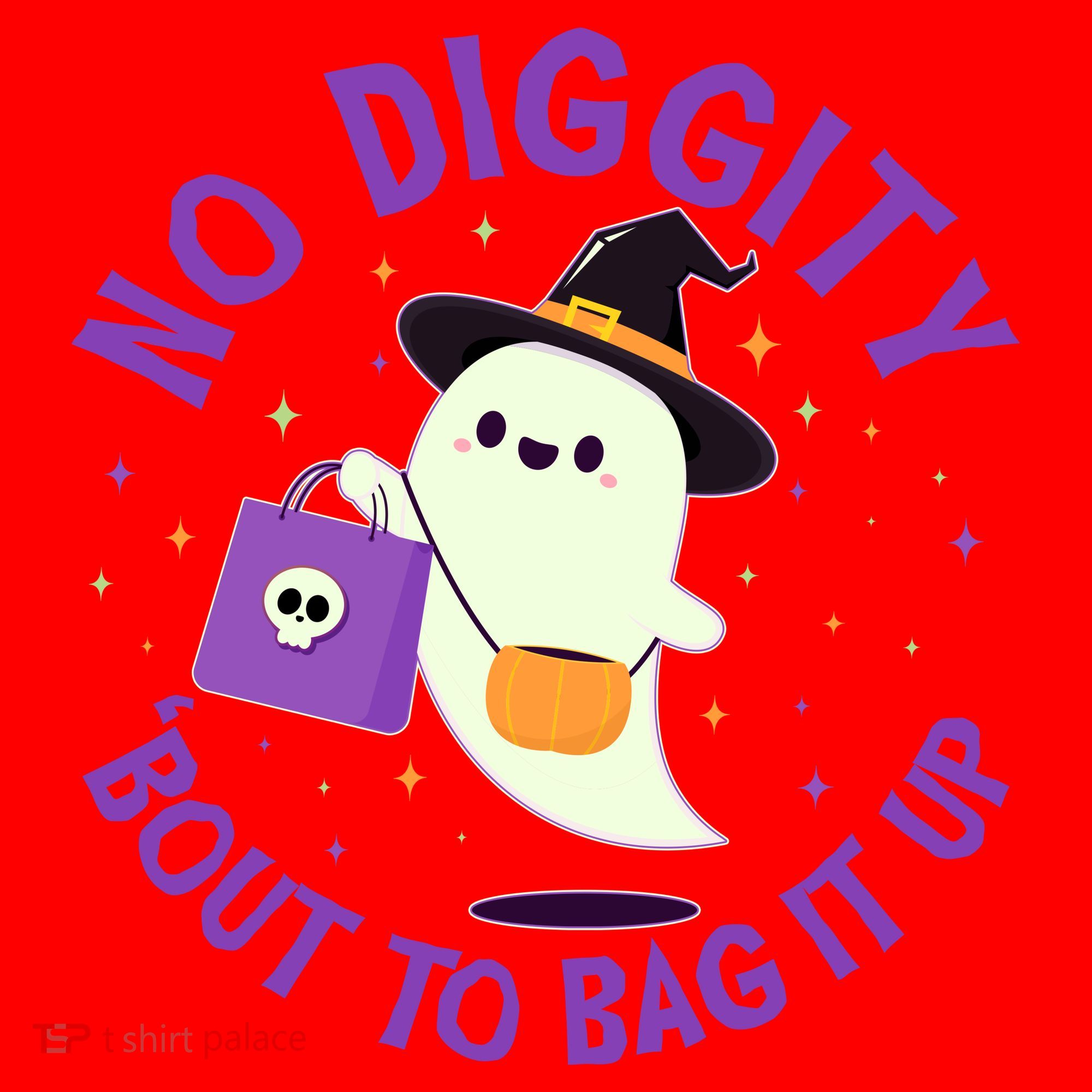 Halloween Ghost No Diggity Bout To Bag It Up Santa Hat