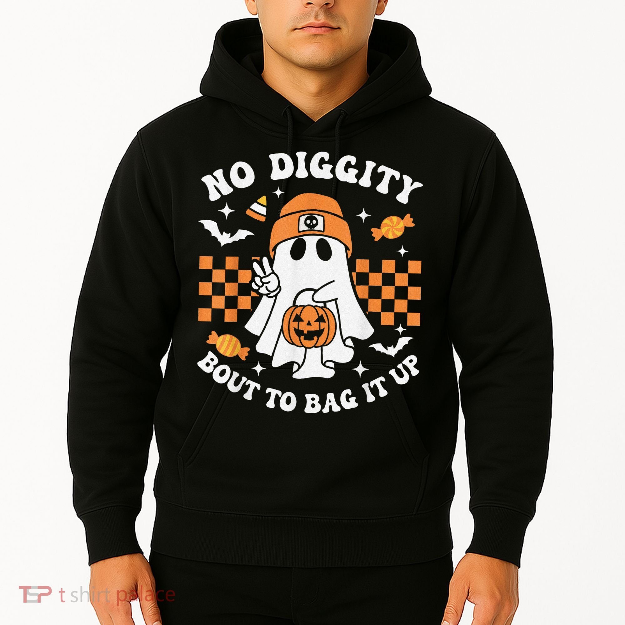 Halloween Ghost No Diggity Bout To Bag It Up Hoodie