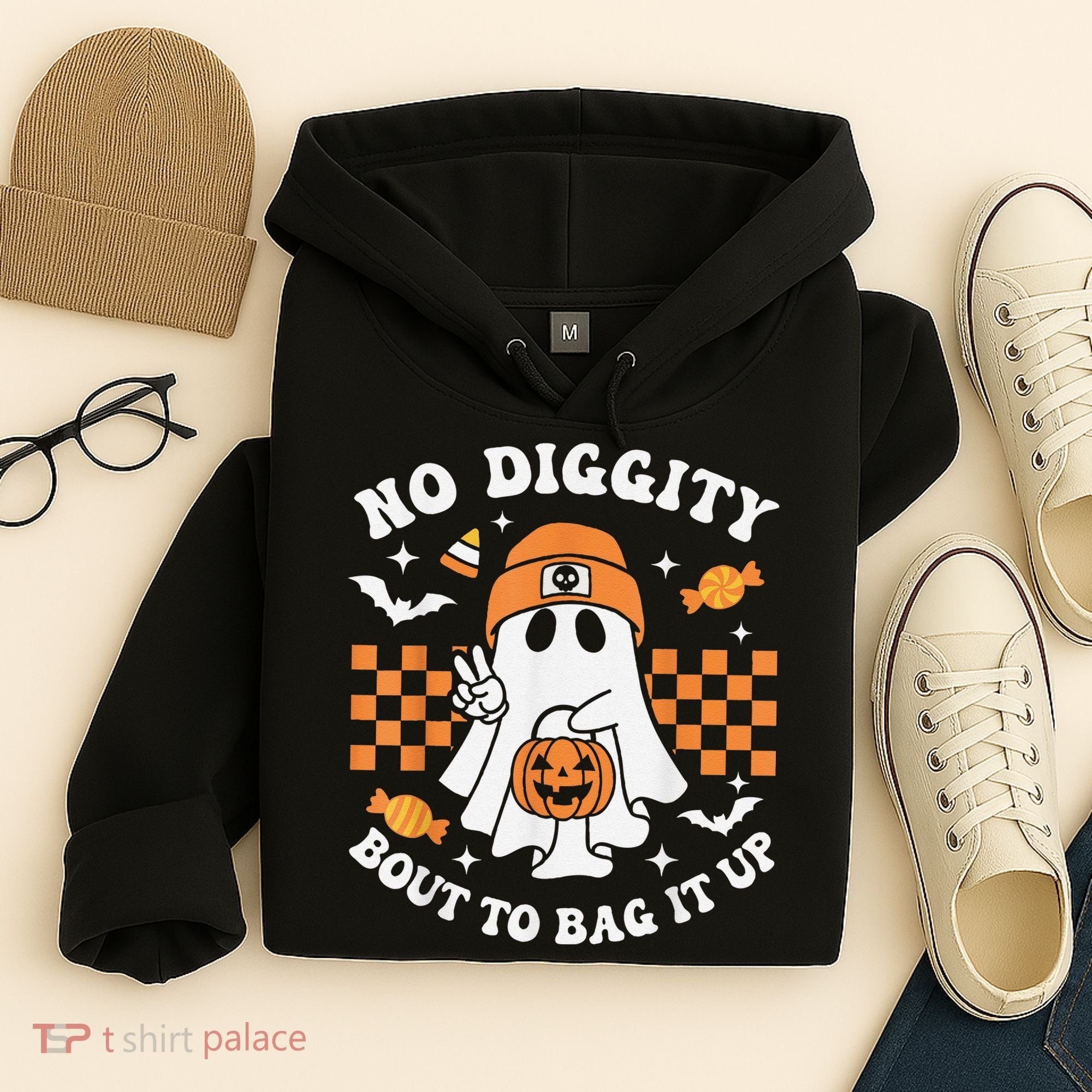 Halloween Ghost No Diggity Bout To Bag It Up Hoodie