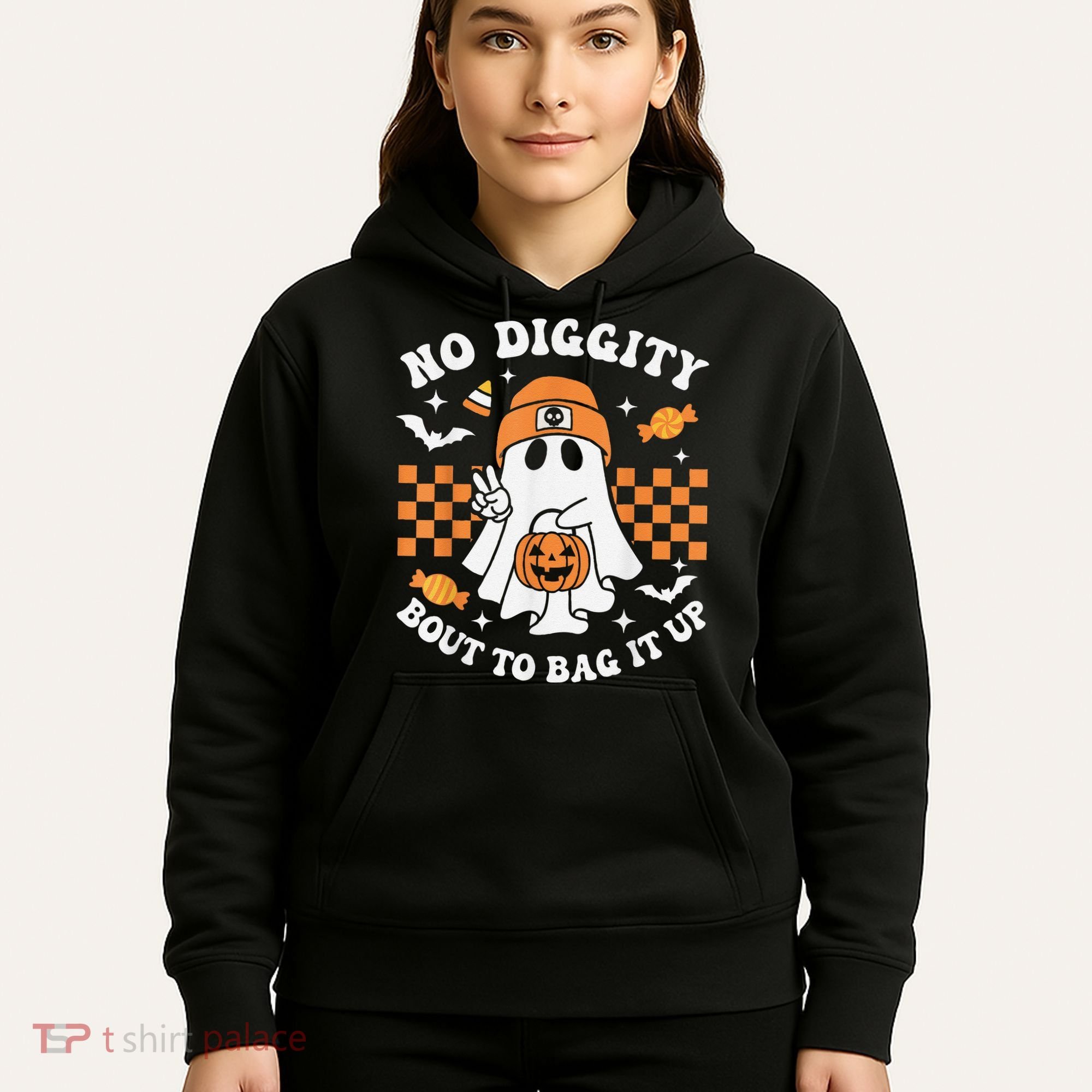 Halloween Ghost No Diggity Bout To Bag It Up Hoodie