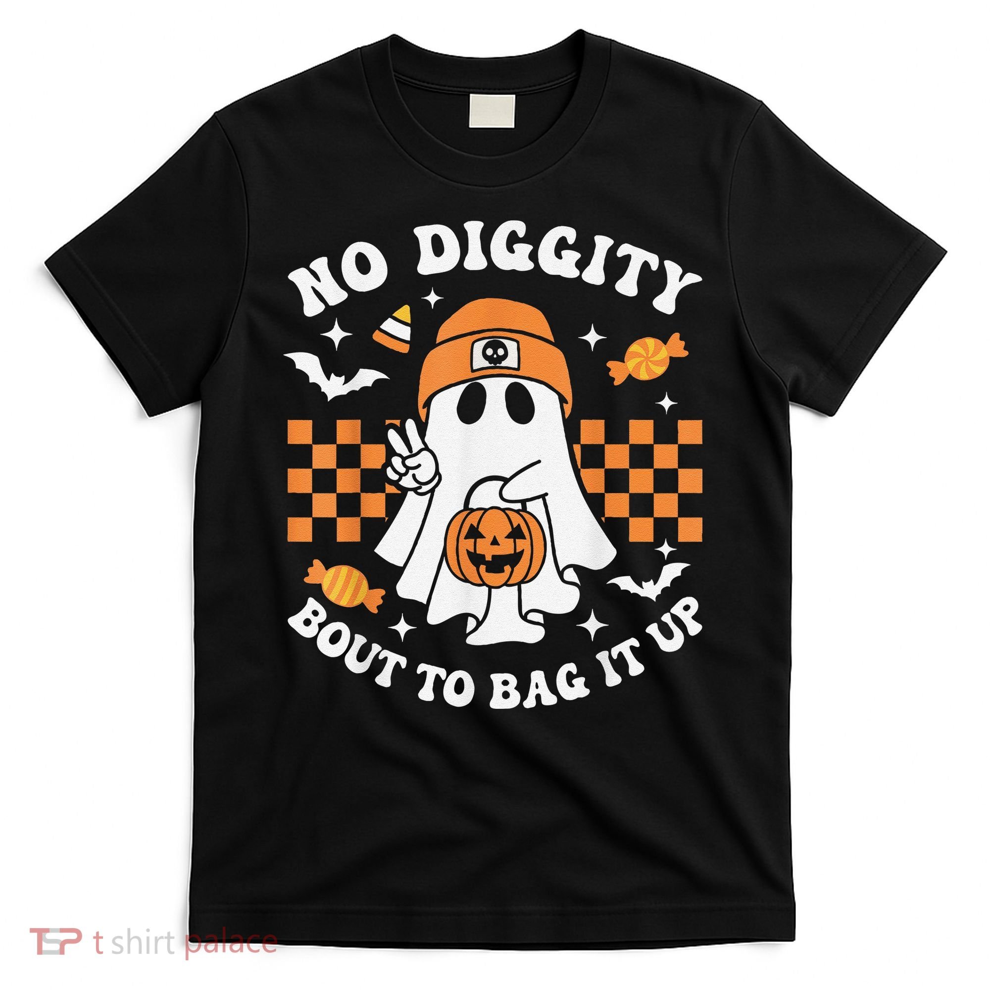 Halloween Ghost No Diggity Bout To Bag It Up T-Shirt