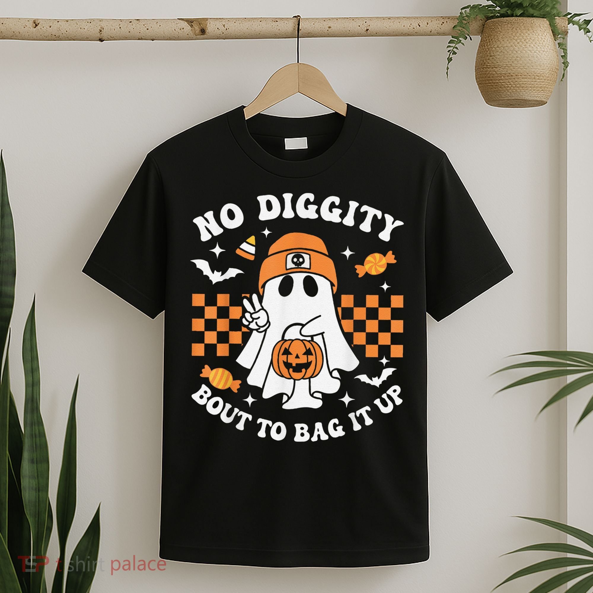 Halloween Ghost No Diggity Bout To Bag It Up T-Shirt