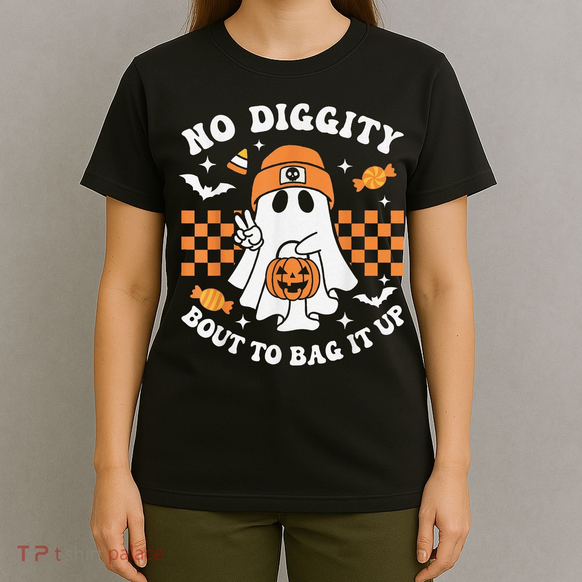 Halloween Ghost No Diggity Bout To Bag It Up T-Shirt