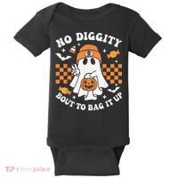Halloween Ghost No Diggity Bout To Bag It Up Baby Bodysuit thumb 0