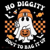 Halloween Ghost No Diggity Bout To Bag It Up Baby Bodysuit thumb 2