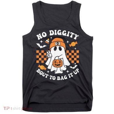 Halloween Ghost No Diggity Bout To Bag It Up Tank Top