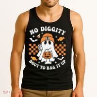 Halloween Ghost No Diggity Bout To Bag It Up Tank Top thumb 3