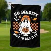 Halloween Ghost No Diggity Bout To Bag It Up Golf Towel thumb 1