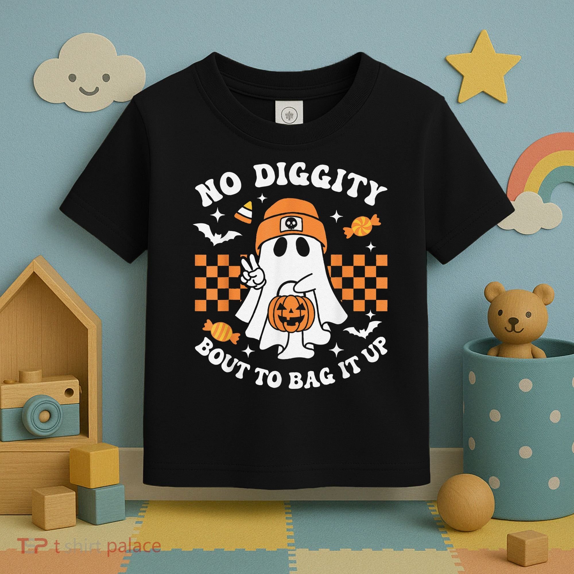 Halloween Ghost No Diggity Bout To Bag It Up Toddler T-Shirt