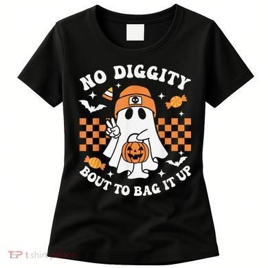 Halloween Ghost No Diggity Bout To Bag It Up Women's T-Shirt