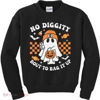 Halloween Ghost No Diggity Bout To Bag It Up Kids Sweatshirt thumb 0