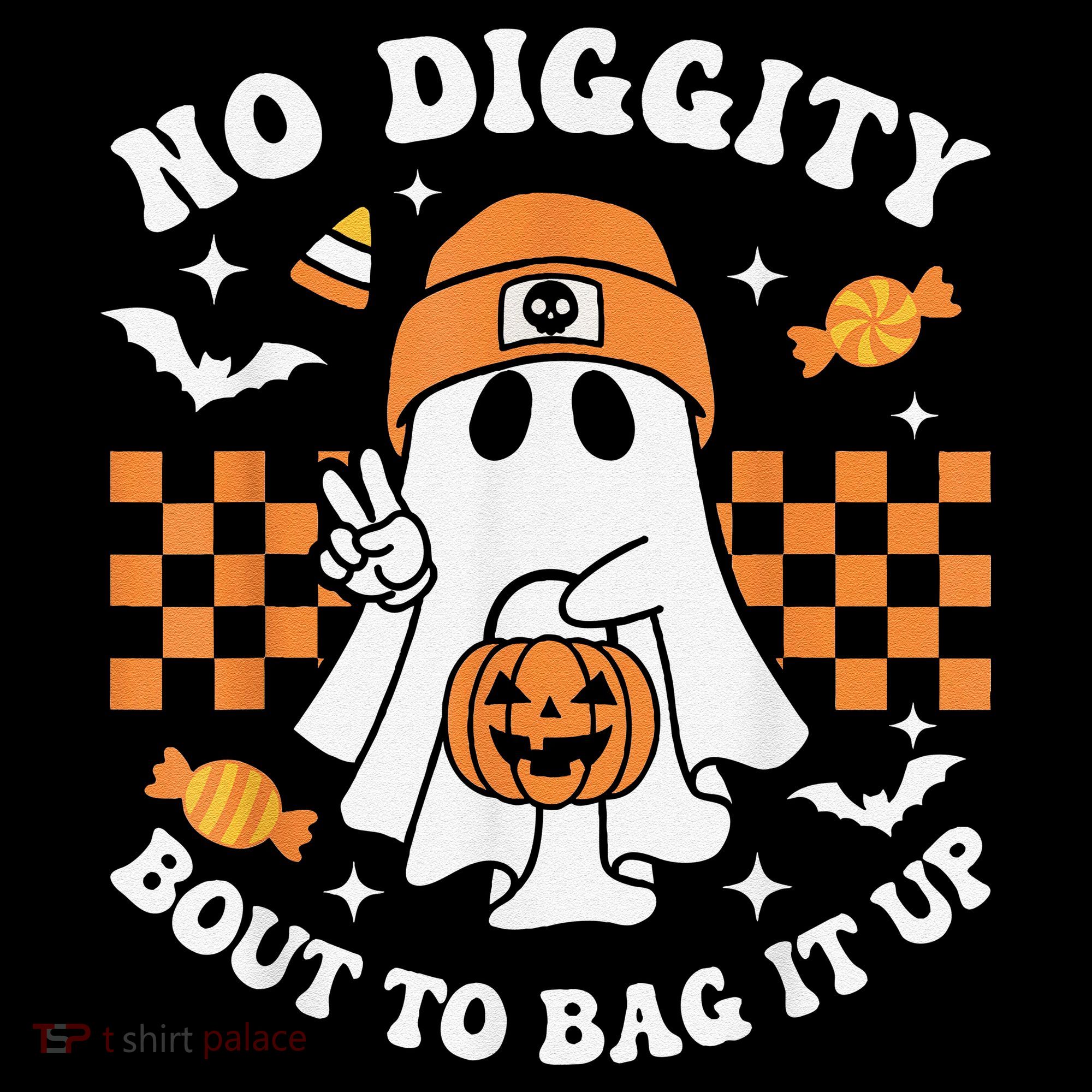 Halloween Ghost No Diggity Bout To Bag It Up Kids Sweatshirt