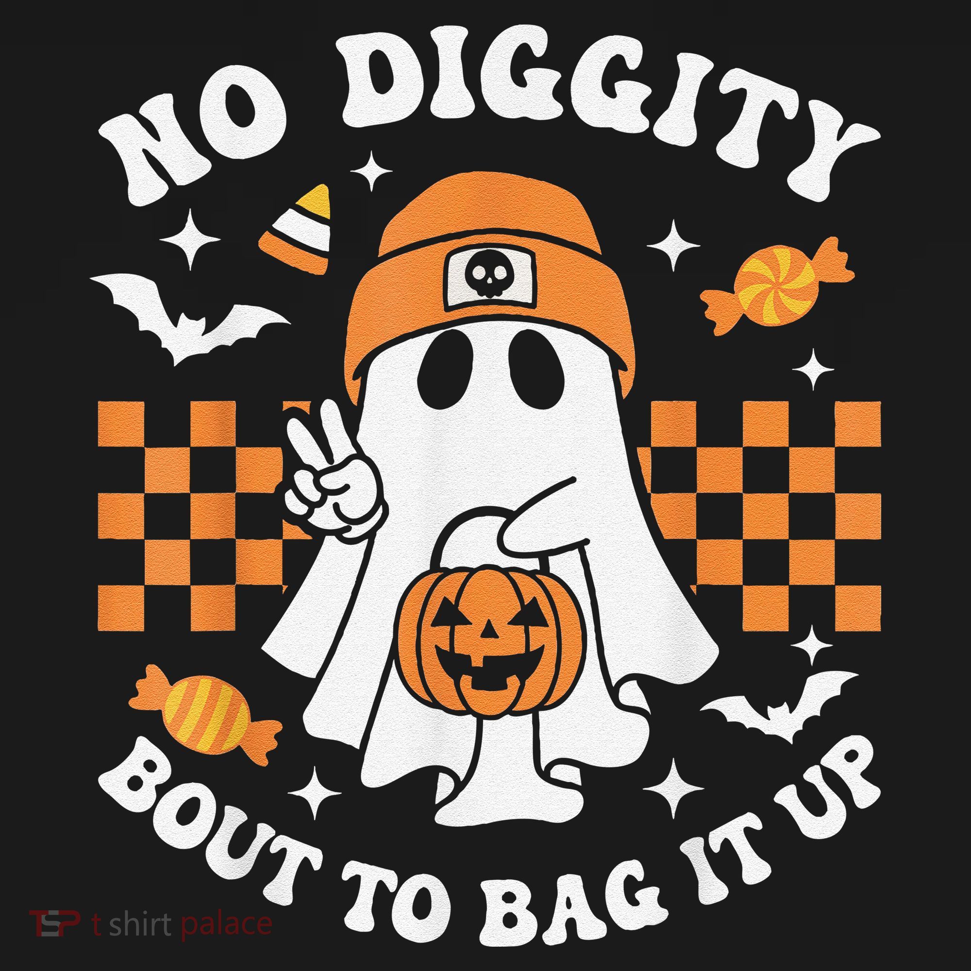 Halloween Ghost No Diggity Bout To Bag It Up Kids Long Sleeve Shirt