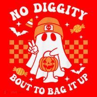 Halloween Ghost No Diggity Bout To Bag It Up Santa Hat thumb 1