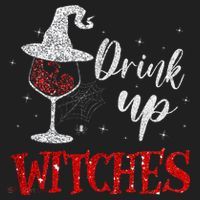 Halloween Glass Of Wine Drink Up Witche Women's Sweatshirt thumb 2