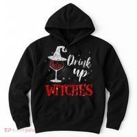 Halloween Glass Of Wine Drink Up Witche Hoodie thumb 0