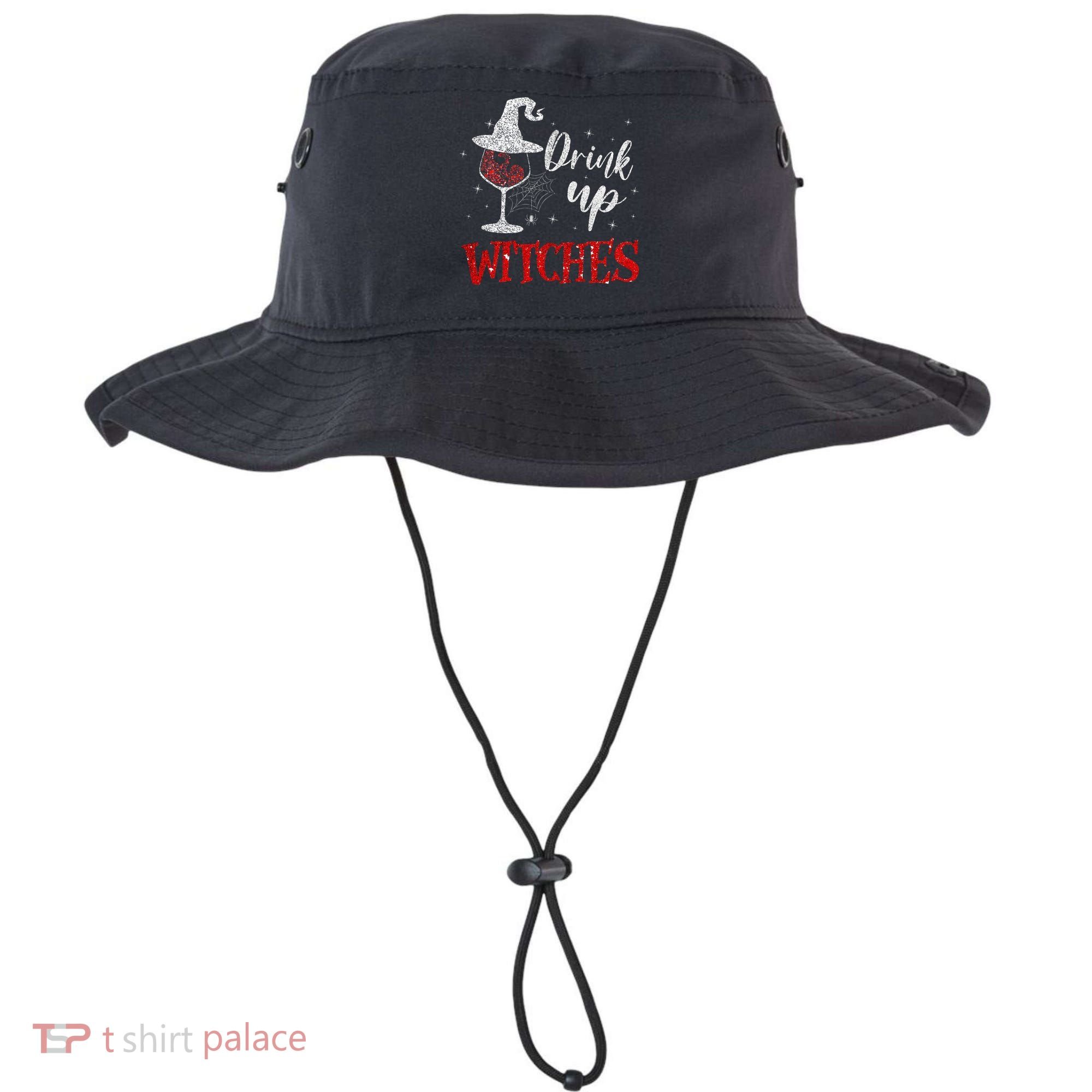 Halloween Glass Of Wine Drink Up Witche Bucket Hat