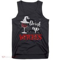 Halloween Glass Of Wine Drink Up Witche Tank Top thumb 0