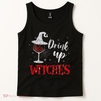 Halloween Glass Of Wine Drink Up Witche Tank Top thumb 2