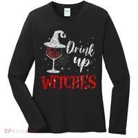 Halloween Glass Of Wine Drink Up Witche Women's Long Sleeve Shirt thumb 0