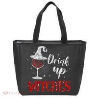 Halloween Glass Of Wine Drink Up Witche Tote Bag thumb 0
