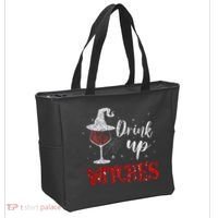 Halloween Glass Of Wine Drink Up Witche Tote Bag thumb 2