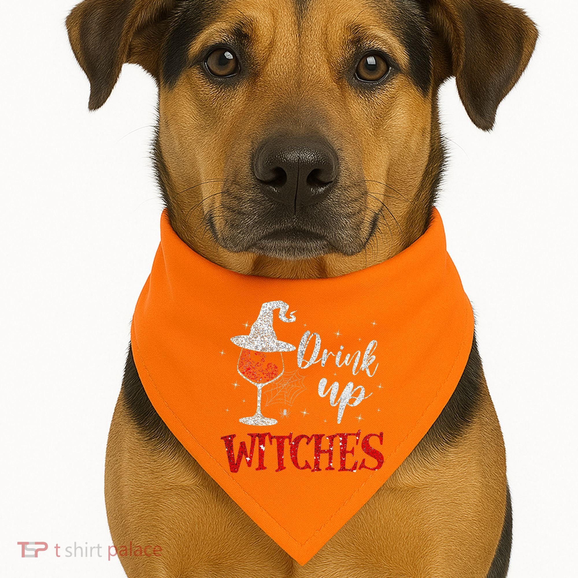 Halloween Glass Of Wine Drink Up Witche USA-Made Doggie Bandana