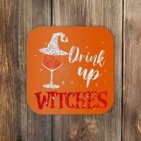 Halloween Glass Of Wine Drink Up Witche Coaster thumb 0