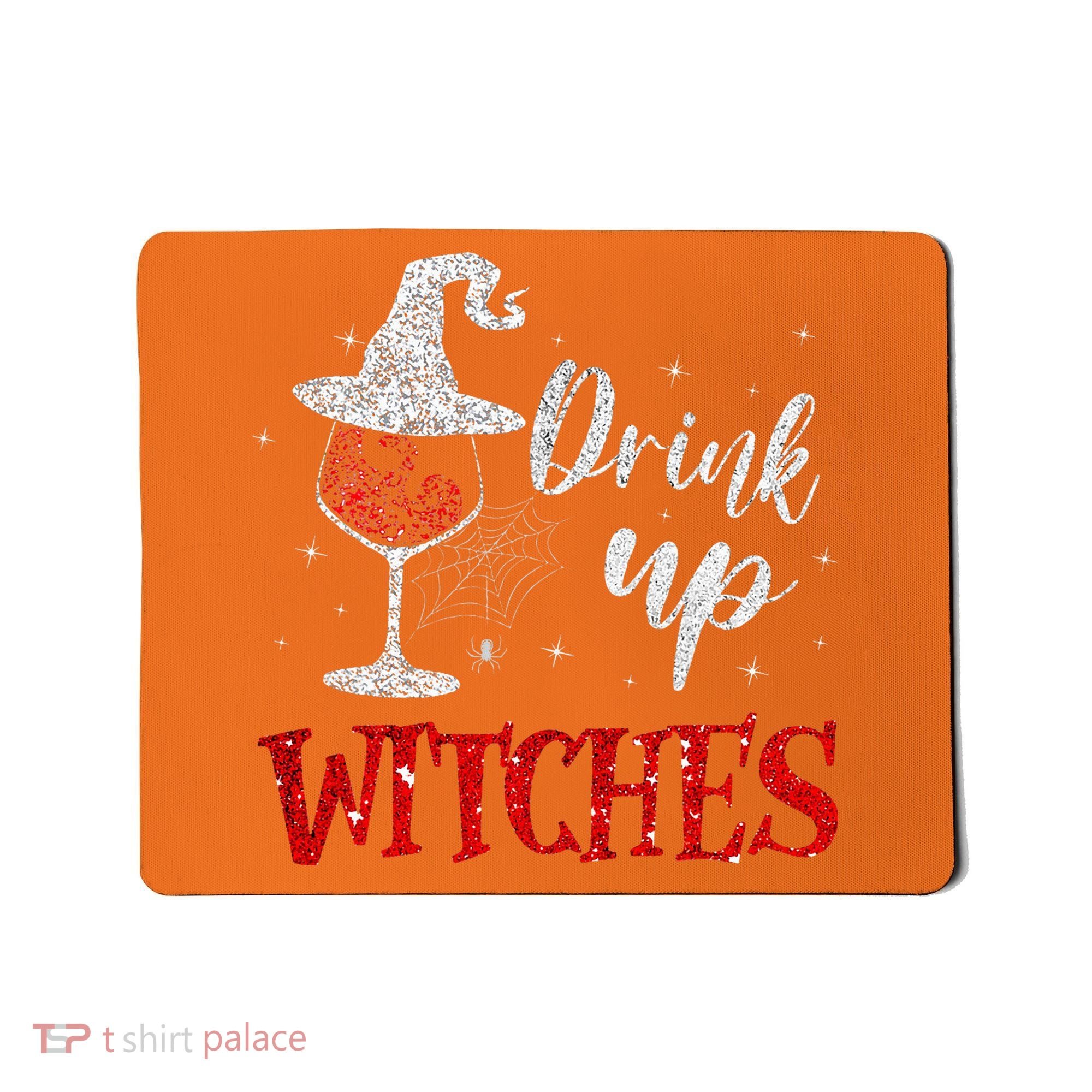 Halloween Glass Of Wine Drink Up Witche Mousepad
