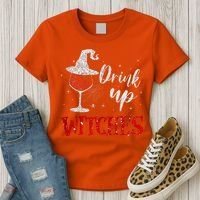 Halloween Glass Of Wine Drink Up Witche Women's T-Shirt thumb 3