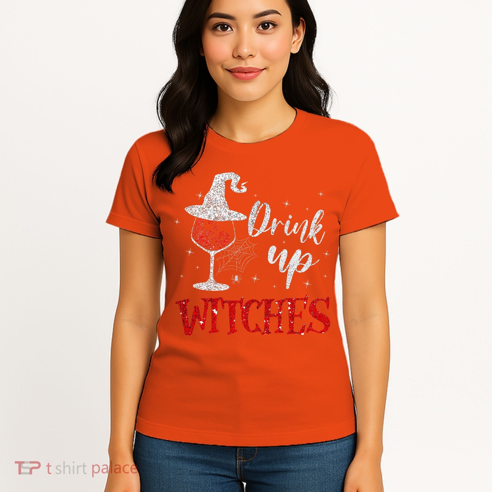 Halloween Glass Of Wine Drink Up Witche Women's T-Shirt