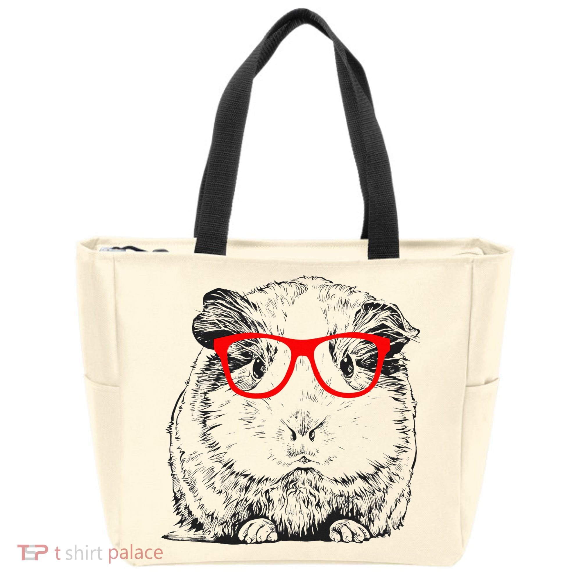 Hipster Guinea Pig In Red Glasses Pet Animal Tote Bag