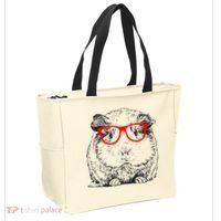 Hipster Guinea Pig In Red Glasses Pet Animal Tote Bag thumb 2