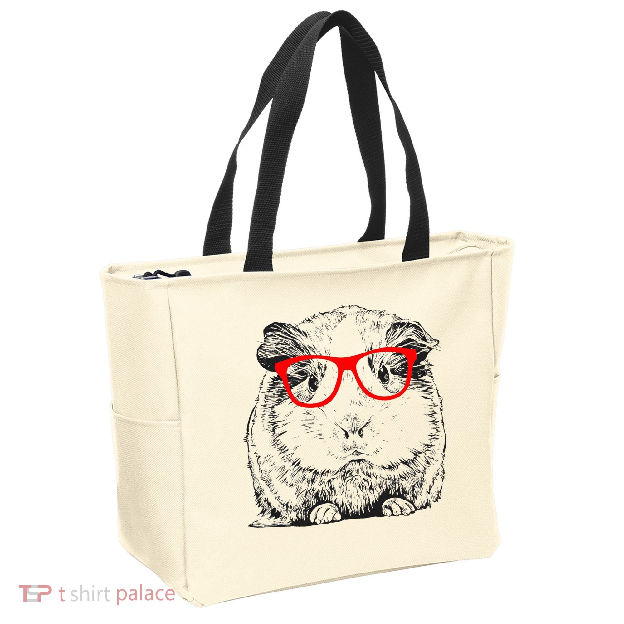 Hipster Guinea Pig In Red Glasses Pet Animal Tote Bag