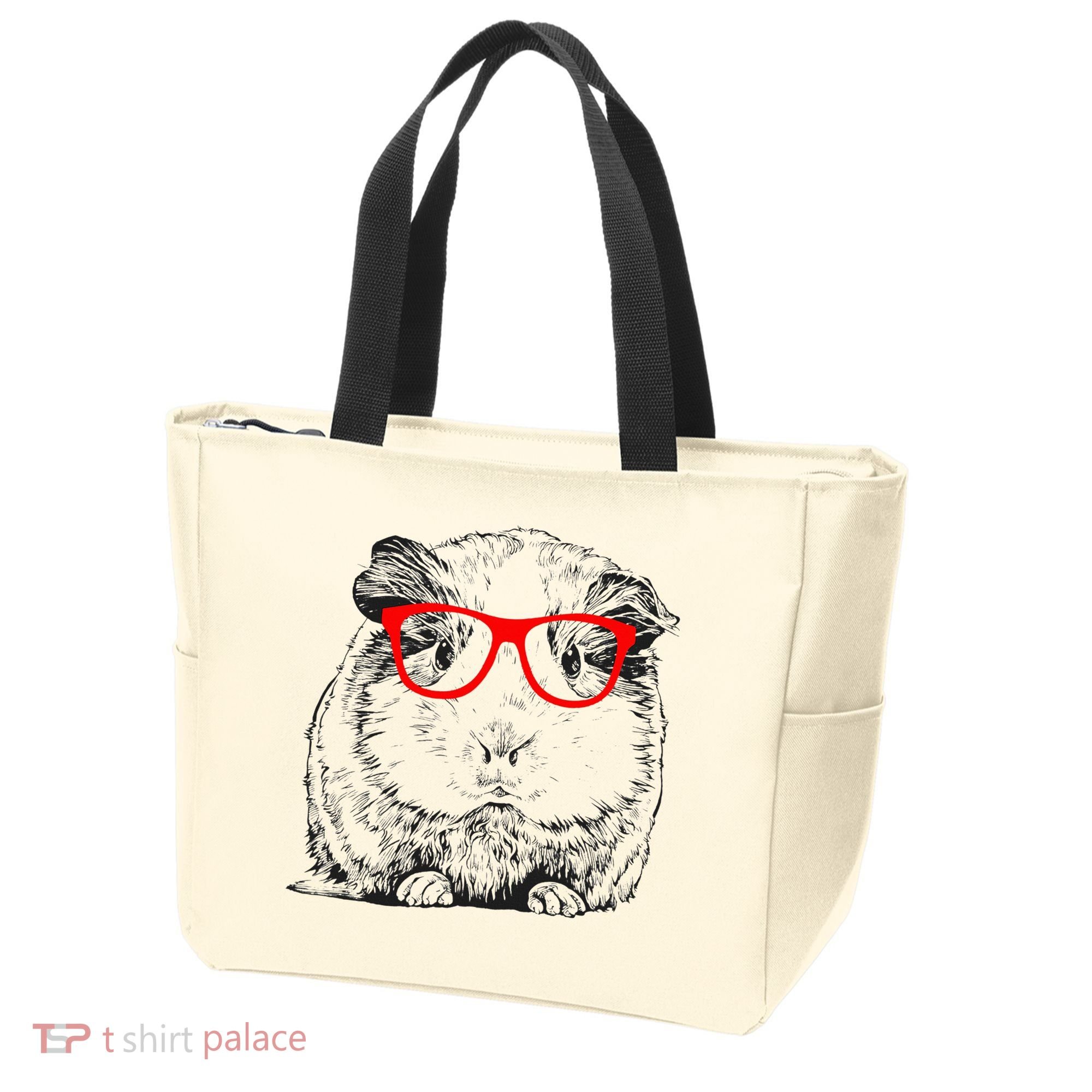 Hipster Guinea Pig In Red Glasses Pet Animal Tote Bag